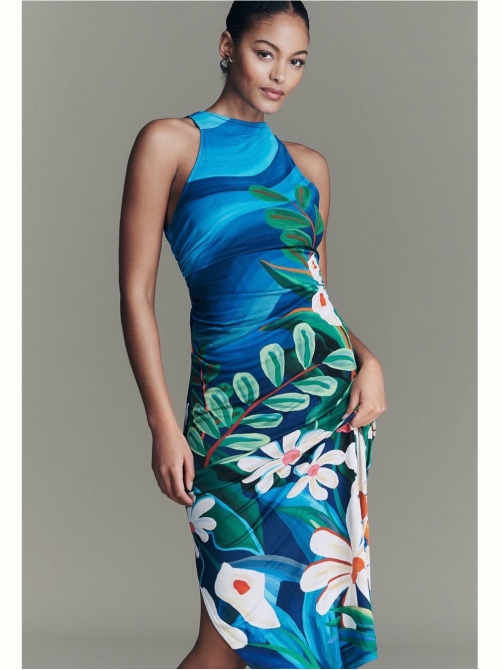 anthropologie x farm rio printed sleeveless midi dress